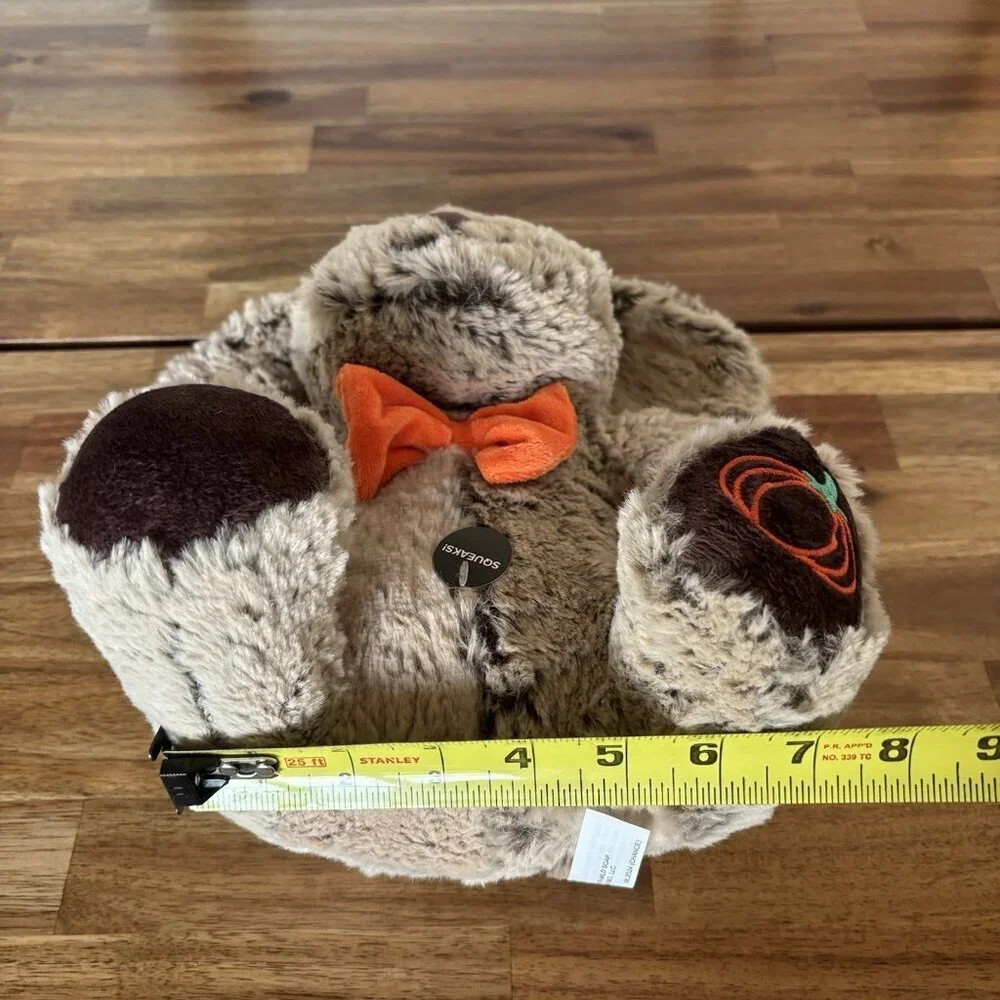 PetSmart Chance Dog Toy Pumpkin Bowtie Brown Puppy Squeaks Plush Floppy Ears NWT